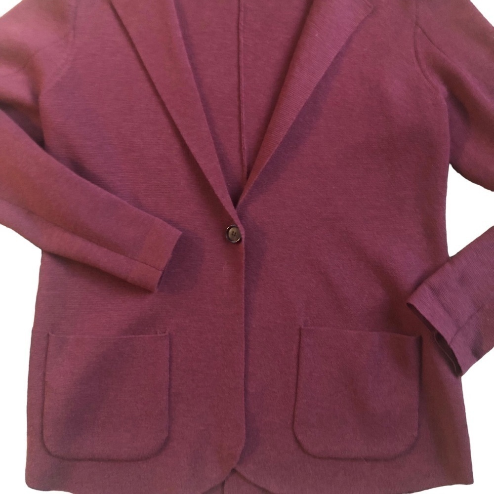 Eileen Fisher Merino WOOL Cardigan Sweater S One Button Close Burgundy Cozy Soft - Picture 8 of 8